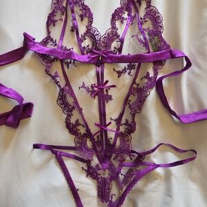 Honey Birdette Purple Lace Bodysuit